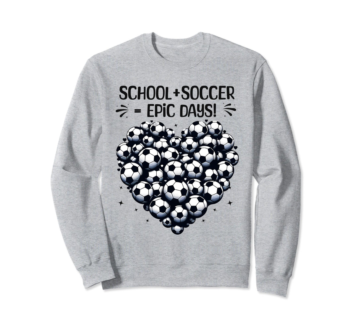 100 Days School Soccer Heart Sweatshirt - Casual Everyday Wear for Adults