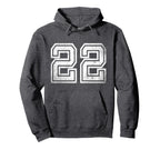 Distressed Number 22 Sport White Hoodie - Unique Graphic for Adults