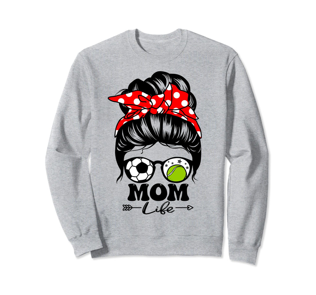Mom Life Messy Bun Hair Funny Sweatshirt - Custom Art Print for Adults