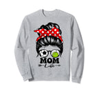 Mom Life Messy Bun Hair Funny Sweatshirt - Custom Art Print for Adults