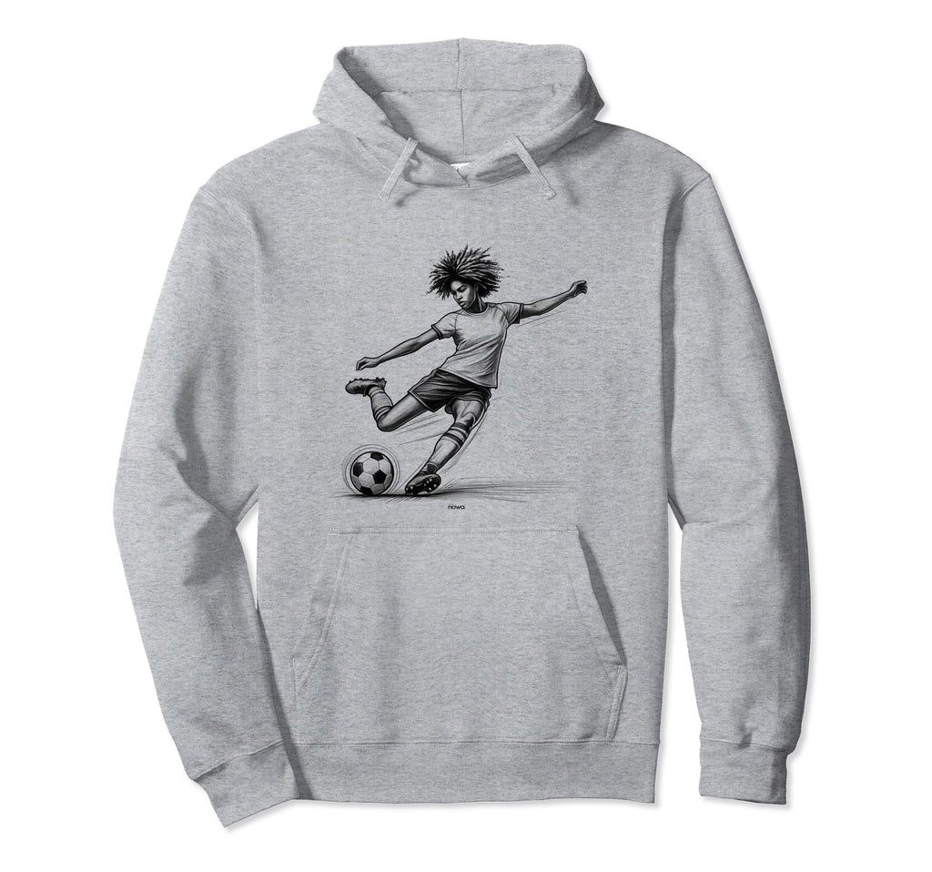 Female Soccer Player Powerful Kicking Hoodie - Trendy Graphic Unisex