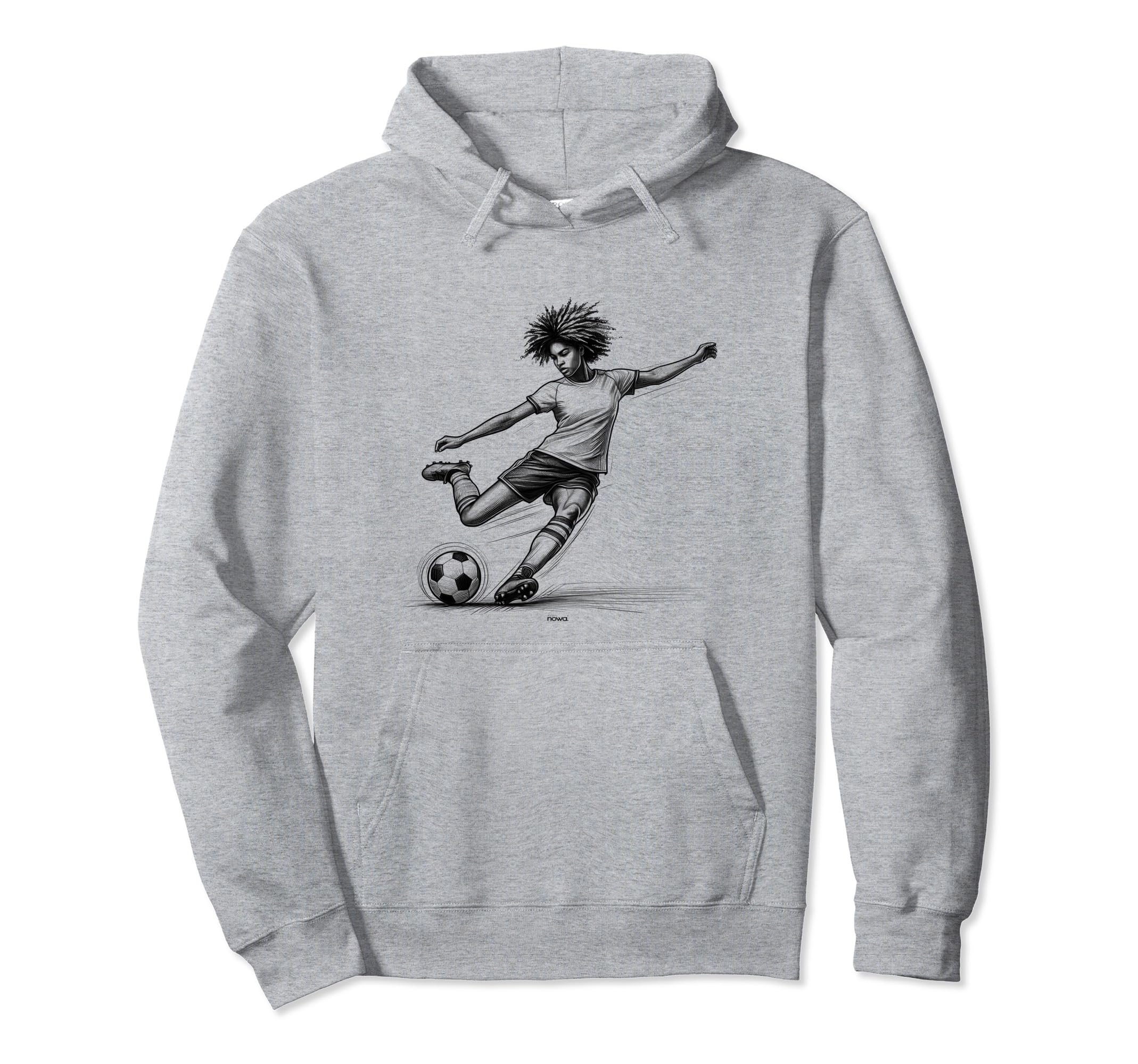Female Soccer Player Powerful Kicking Hoodie - Trendy Graphic Unisex