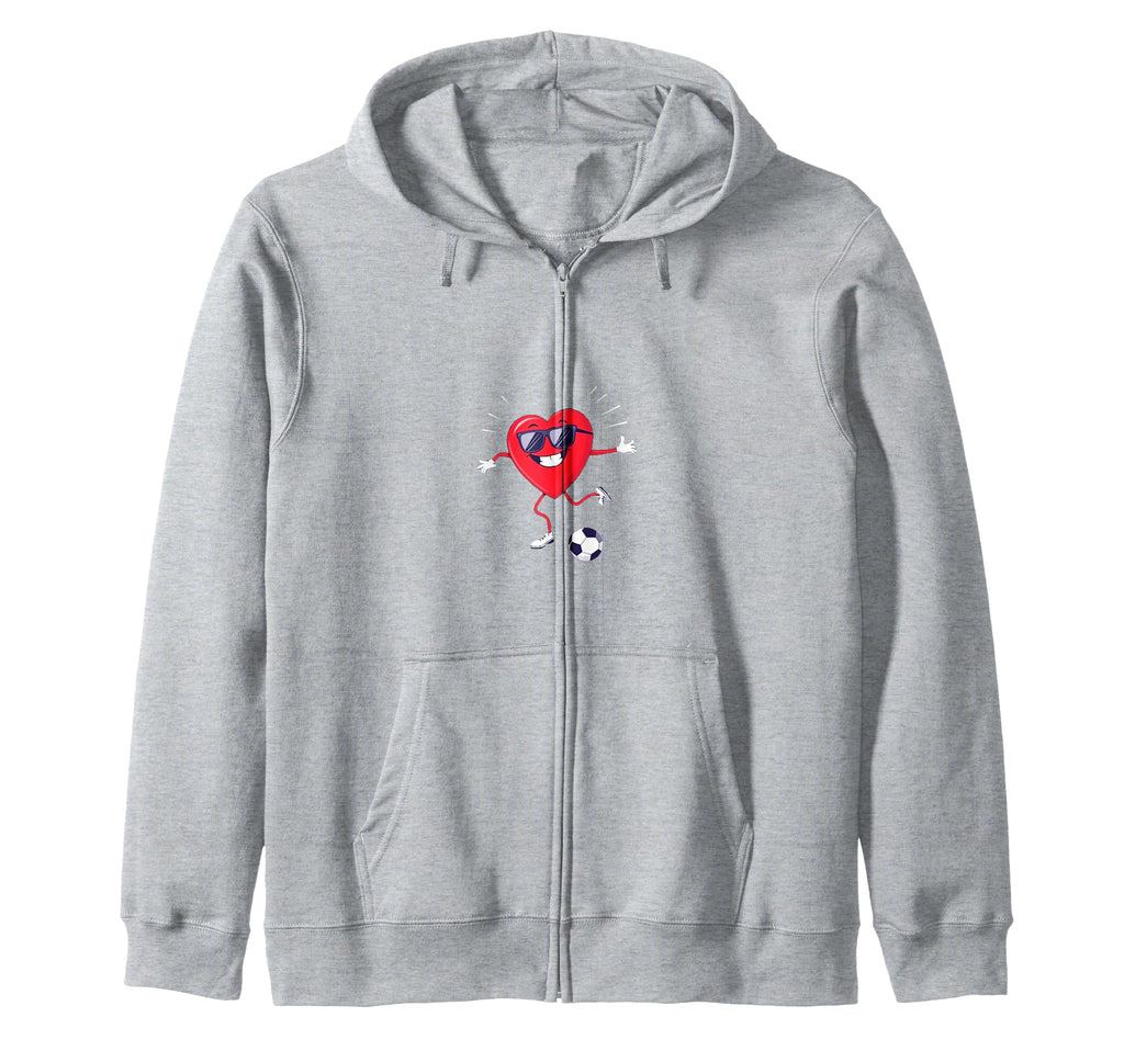 Cartoon Heart Soccer Gift Hoodie - Unique Graphic for Adults