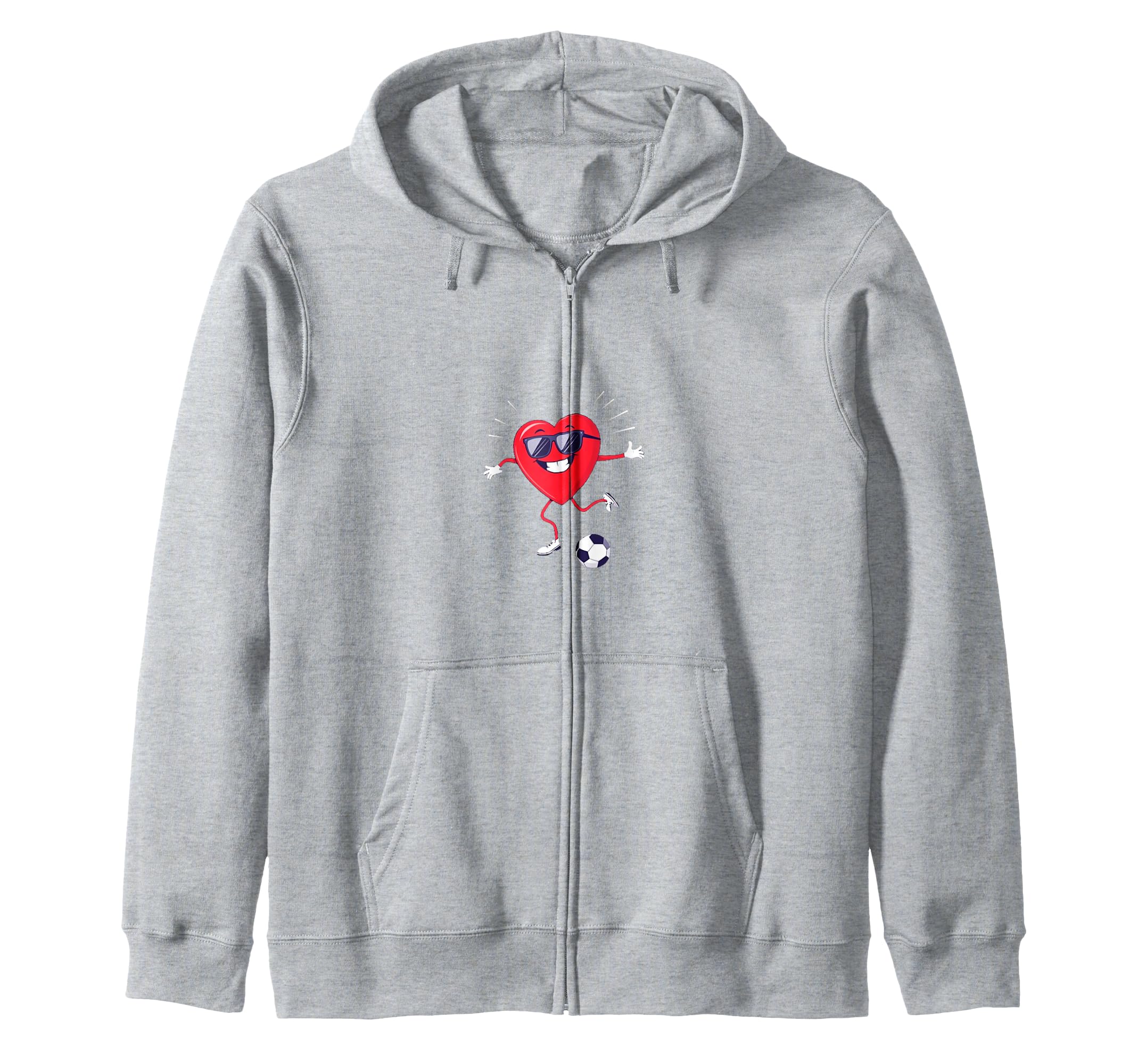 Cartoon Heart Soccer Gift Hoodie - Unique Graphic for Adults