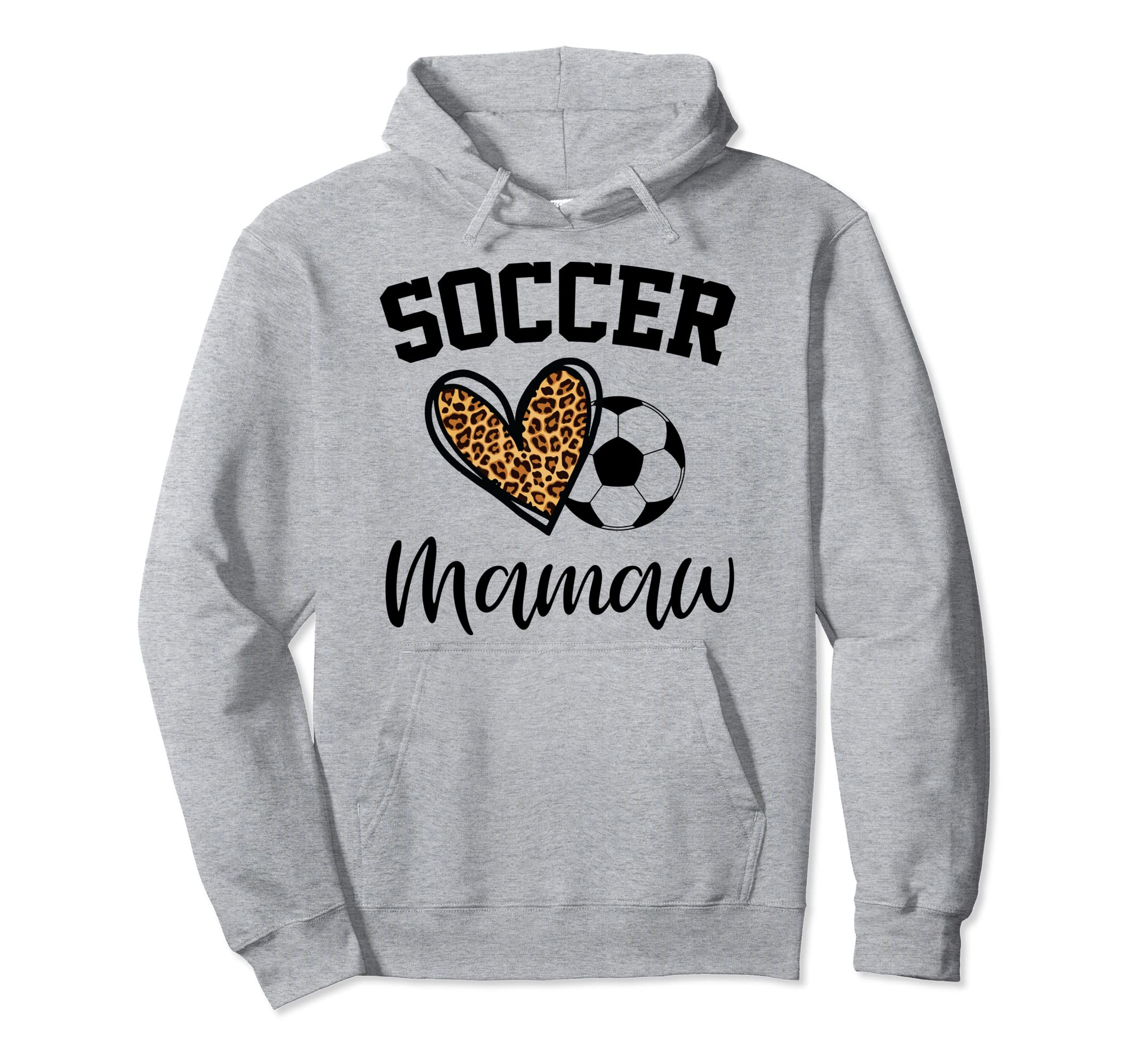 Soccer Mamaw Leopard Heart Funny Hoodie - Trendy Graphic for Adults