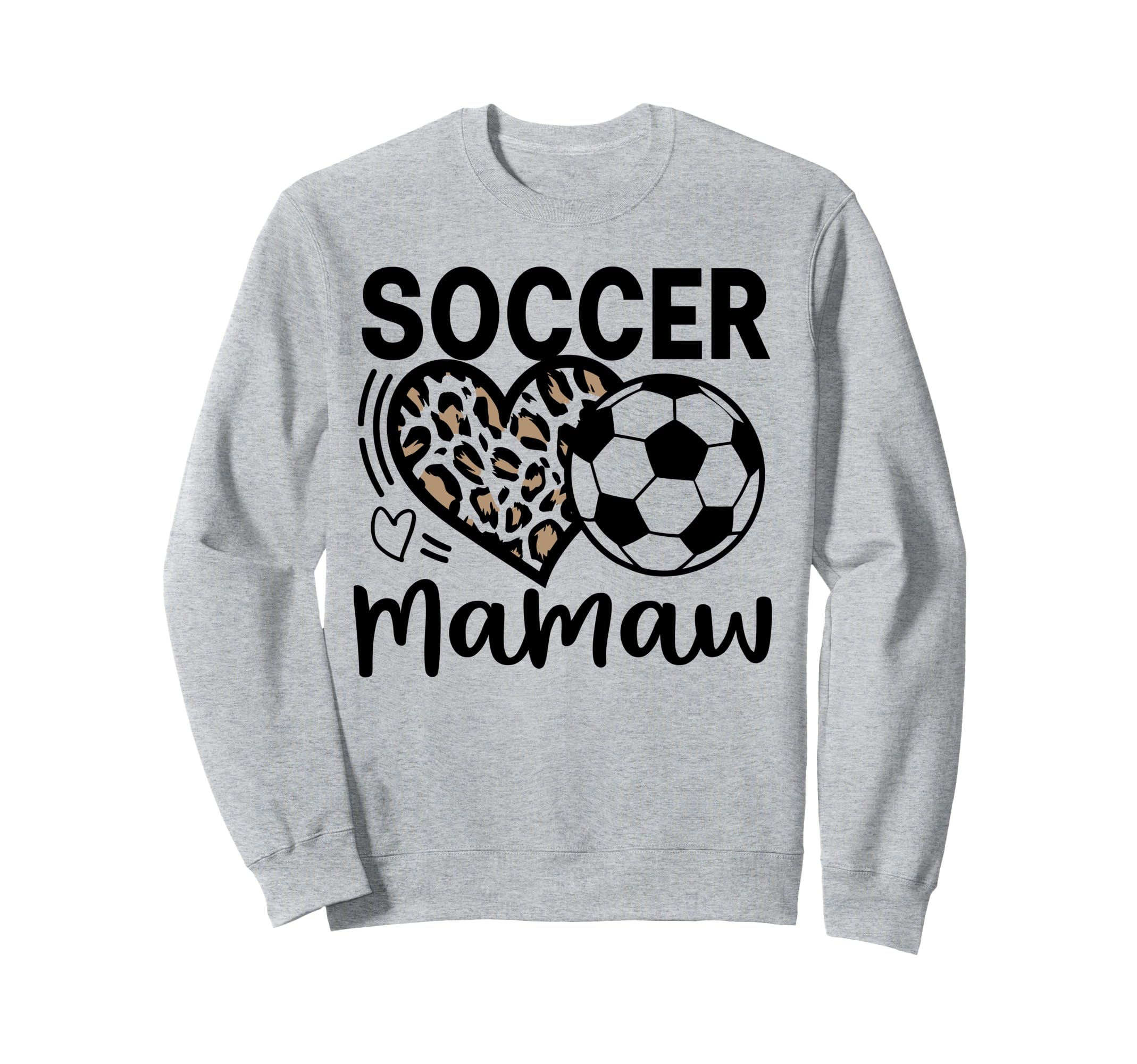 Soccer Mamaw Leopard Heart Soccer Sweatshirt - Minimalist Print for Adults