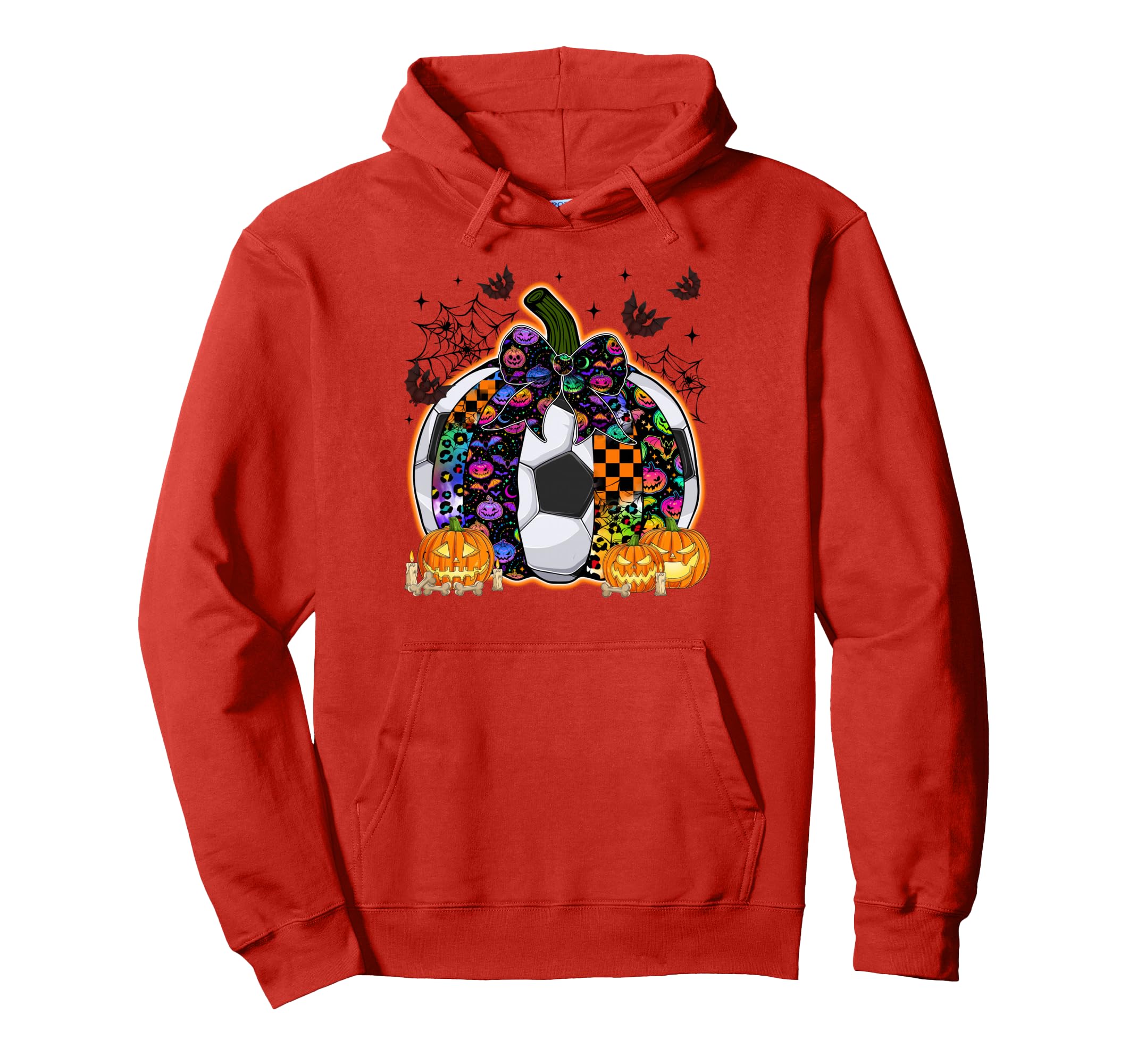 Pumpkin Soccer Bow Happy Halloween Hoodie - Aesthetic Graphic Unisex