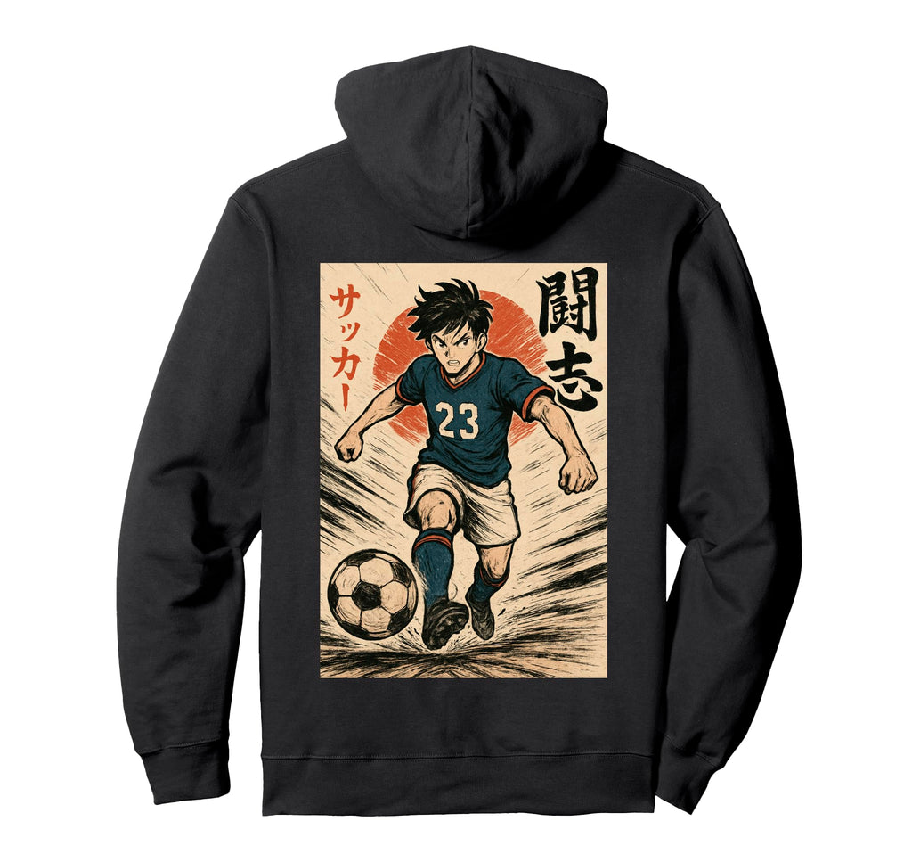 Manga Soccer Striker Football Player Hoodie - Minimalist Print for Adults