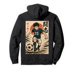Manga Soccer Striker Football Player Hoodie - Minimalist Print for Adults