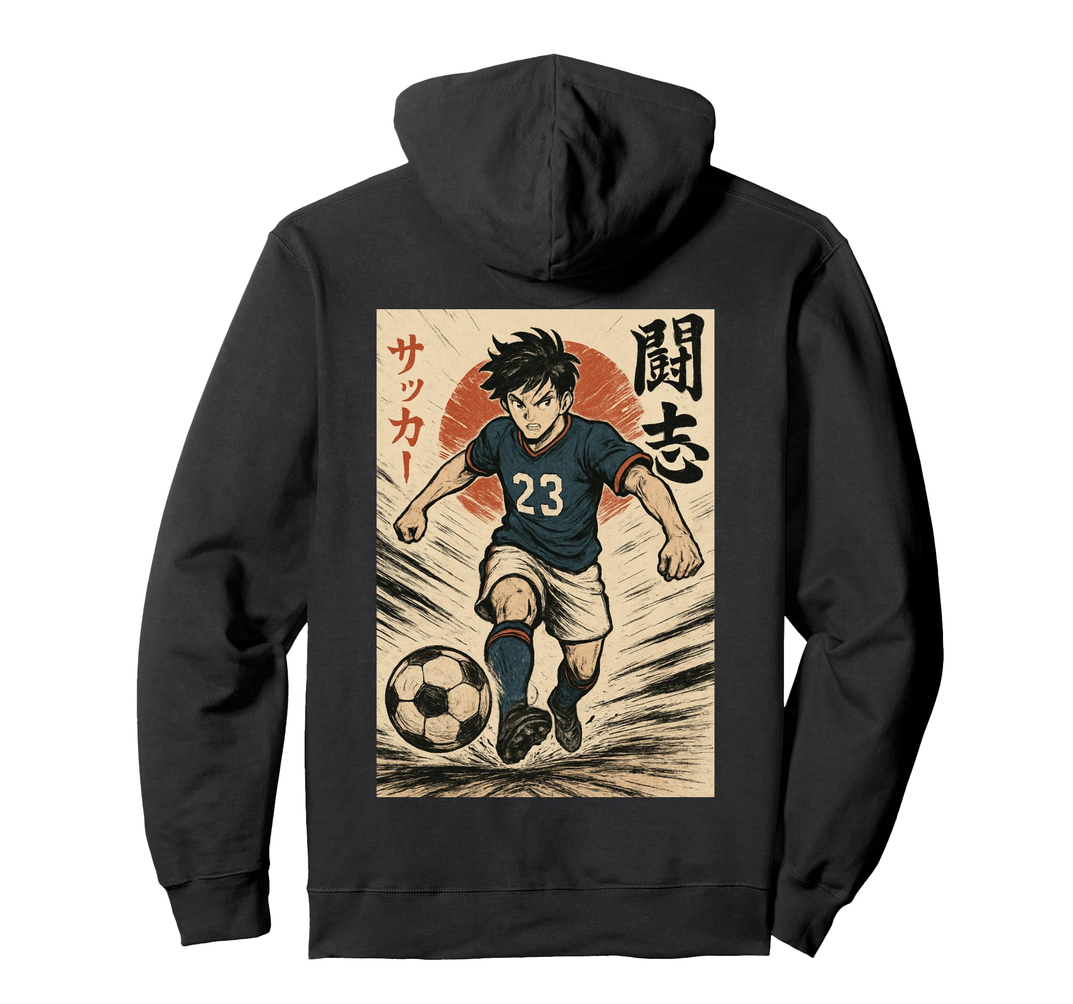 Manga Soccer Striker Football Player Hoodie - Minimalist Print for Adults
