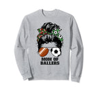 Mom Ballers Messy Bun Football Mom Sweatshirt - Streetwear Style Unisex