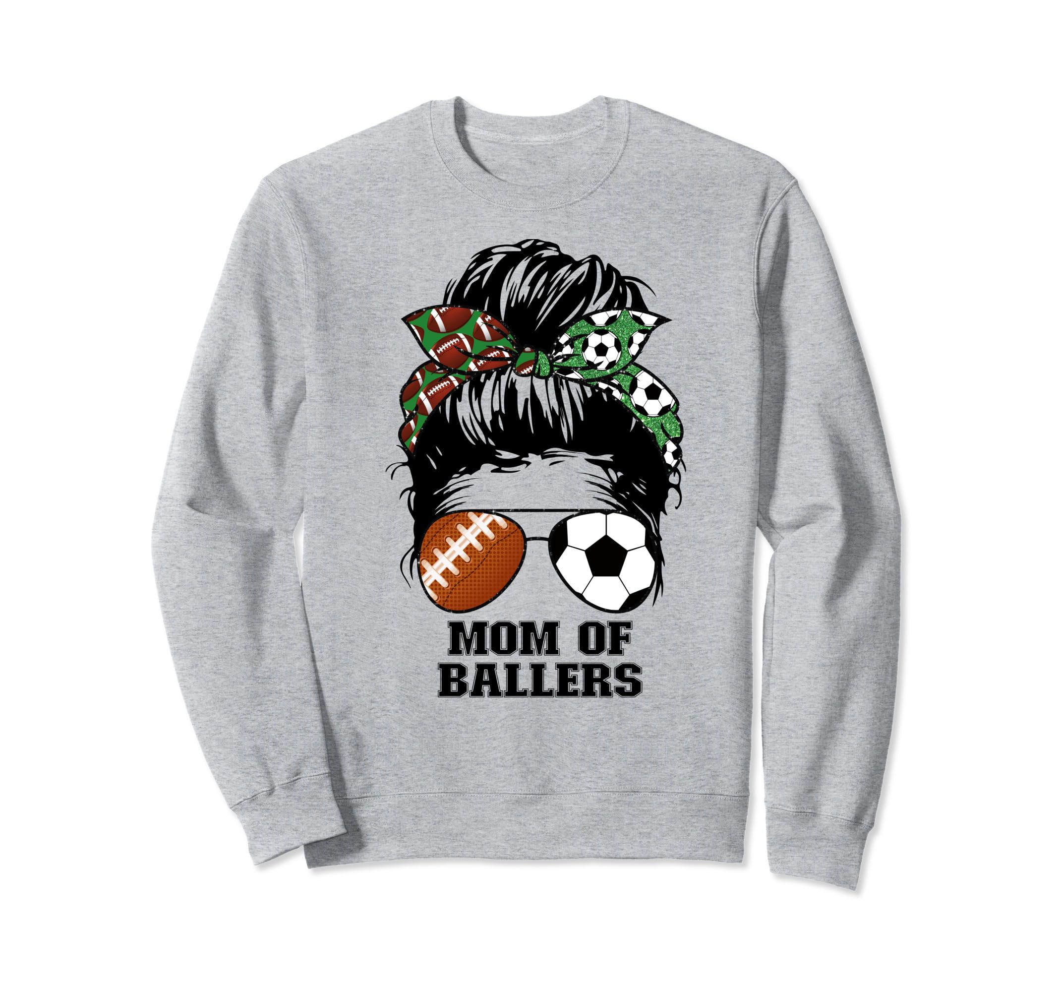 Mom Ballers Messy Bun Football Mom Sweatshirt - Streetwear Style Unisex