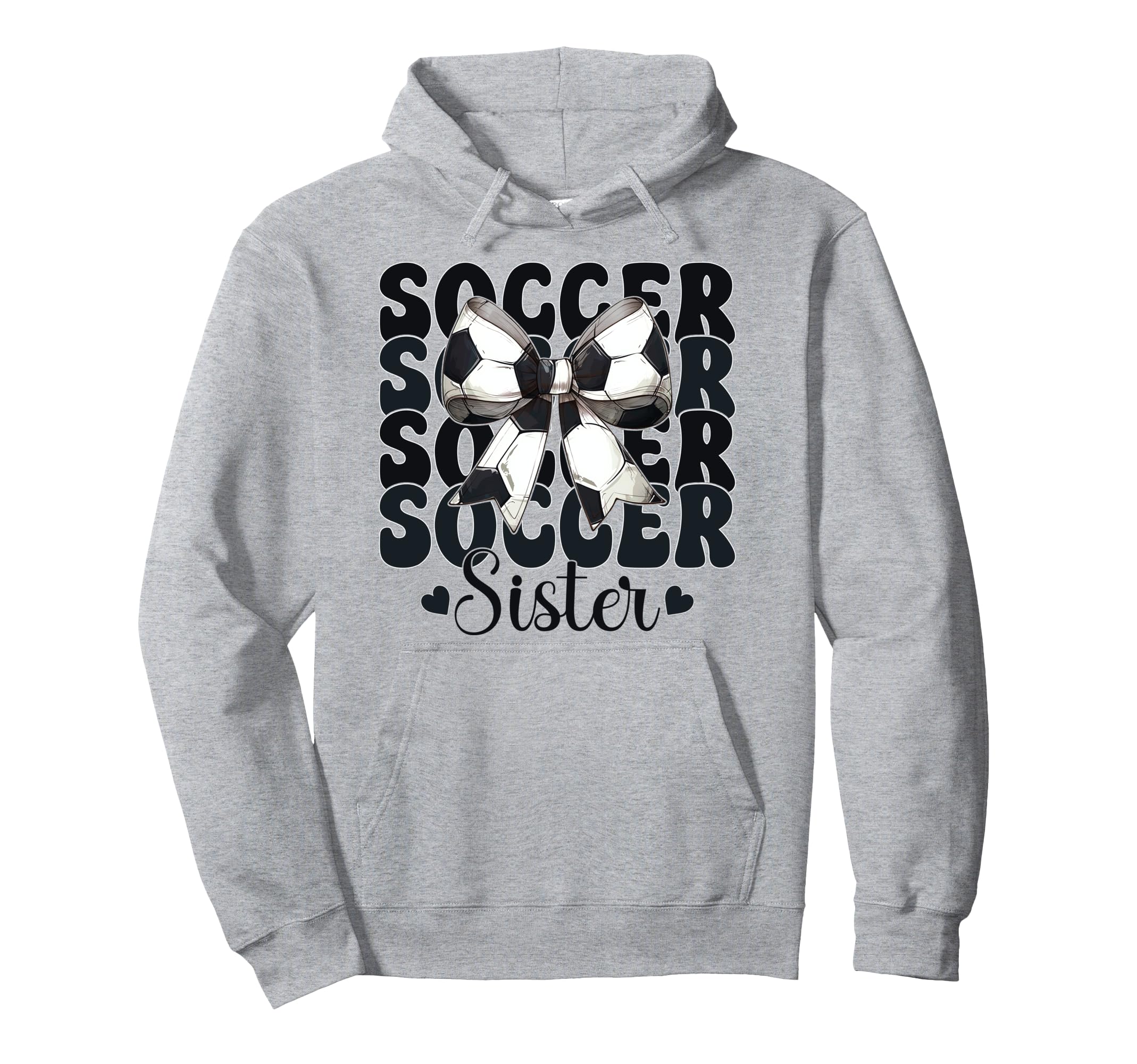 Soccer Sister Soccer Sis Coquette Bow Hoodie - Graphic Print for Adults