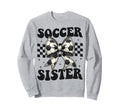 Soccer Sister Funny Coquette Bow Sweatshirt - Unique Graphic for Adults