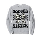 Soccer Sister Funny Coquette Bow Sweatshirt - Unique Graphic for Adults
