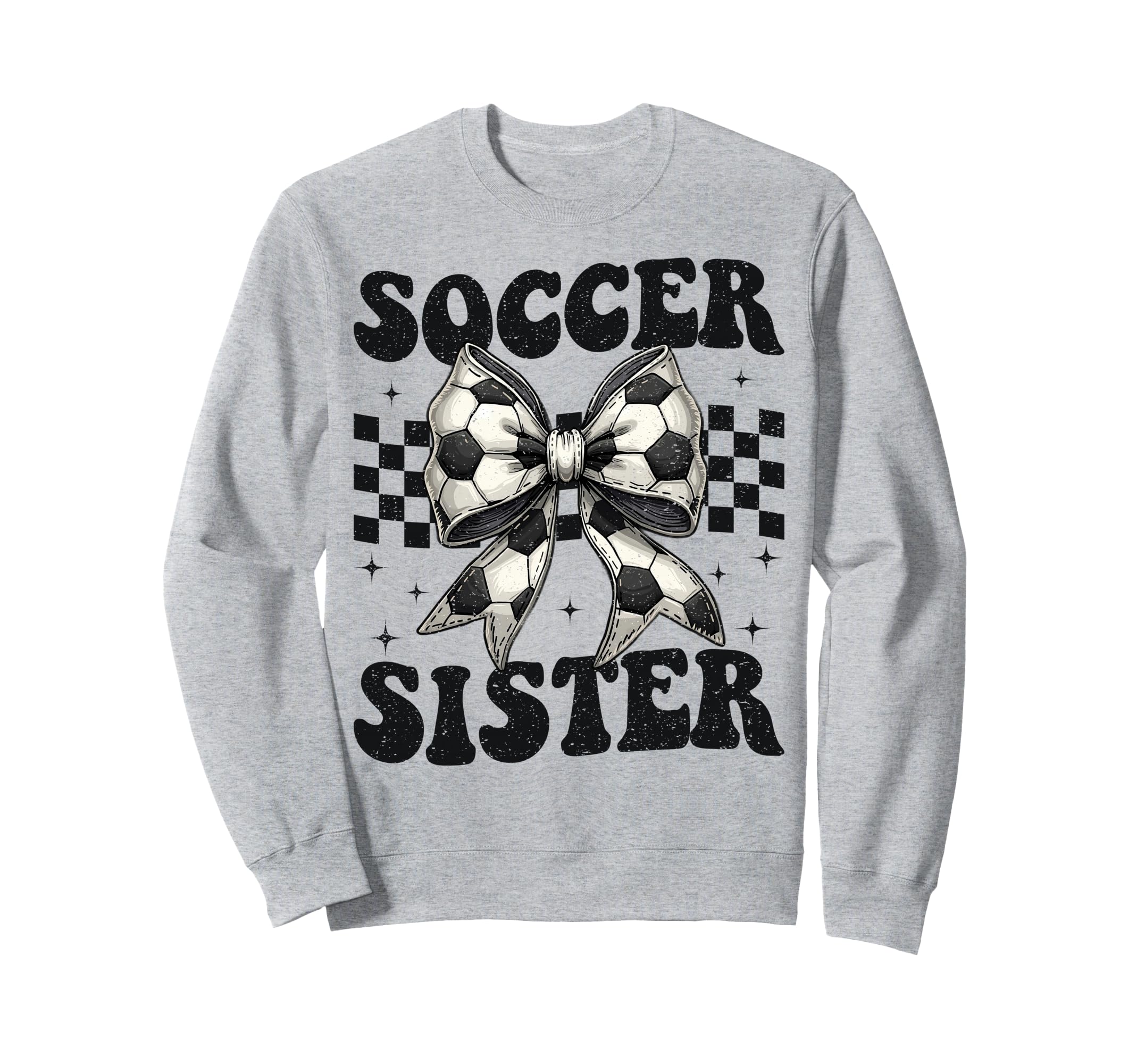 Soccer Sister Funny Coquette Bow Sweatshirt - Unique Graphic for Adults