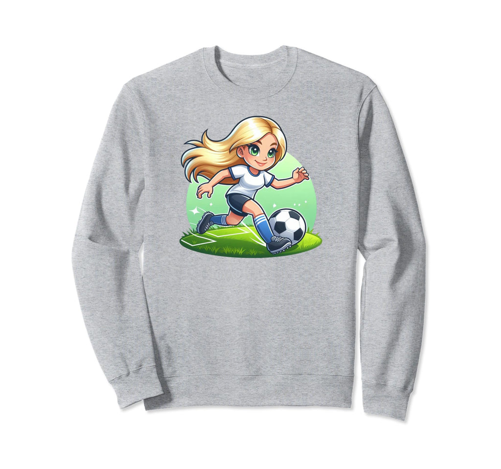 Soccer Blonde Playing Soccer Sweatshirt - Aesthetic Graphic for Adults