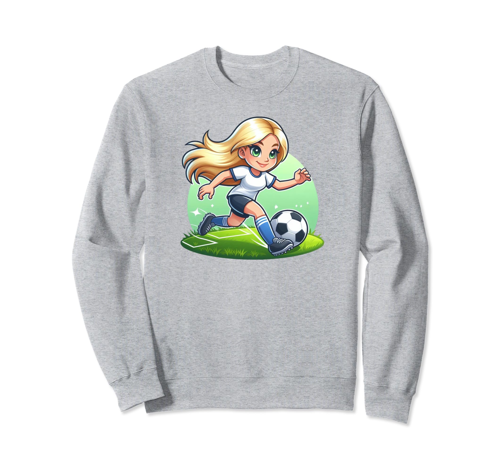Soccer Blonde Playing Soccer Sweatshirt - Aesthetic Graphic for Adults
