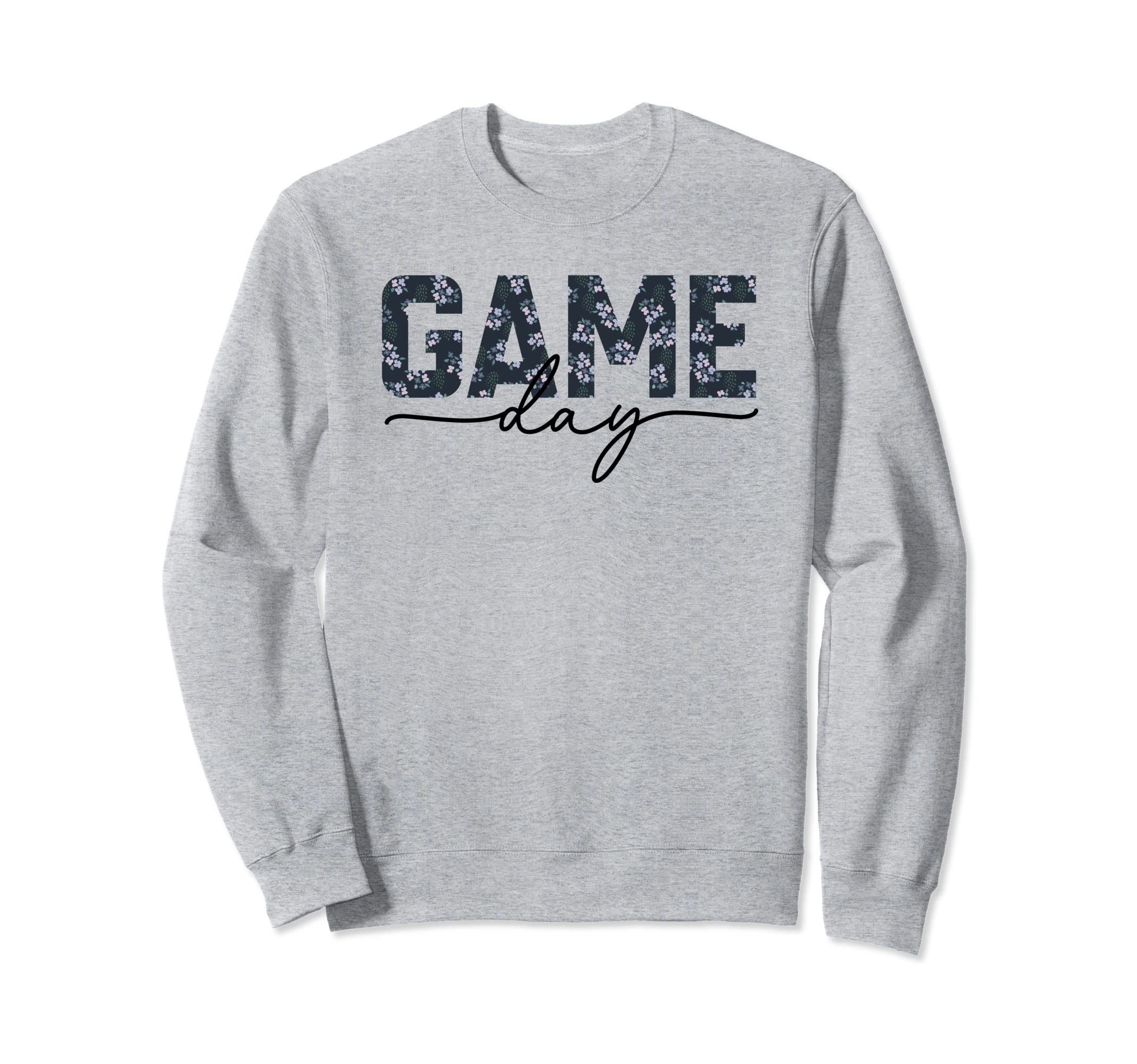 Game Day Spirit Blue Floral Sports Sweatshirt - Novelty Apparel Men Women