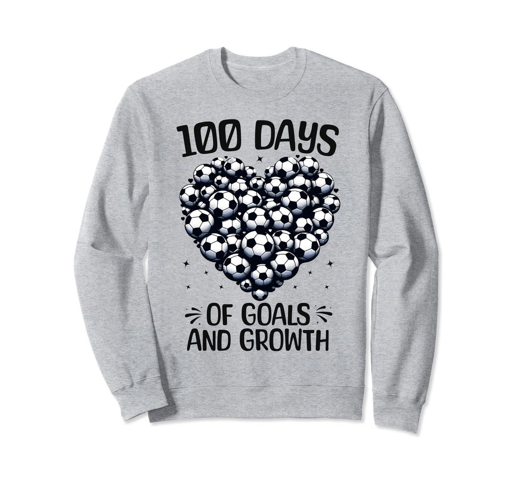 100 Days School Soccer Heart Sweatshirt - Fun Novelty Design Men Women
