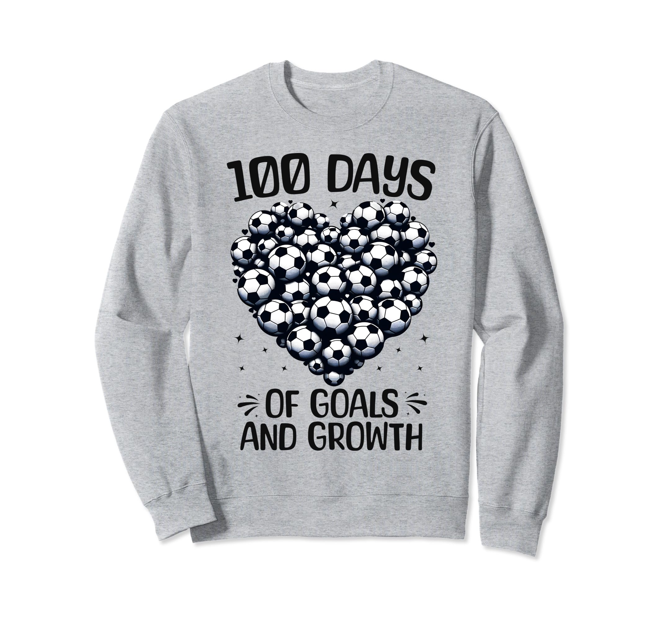 100 Days School Soccer Heart Sweatshirt - Fun Novelty Design Men Women