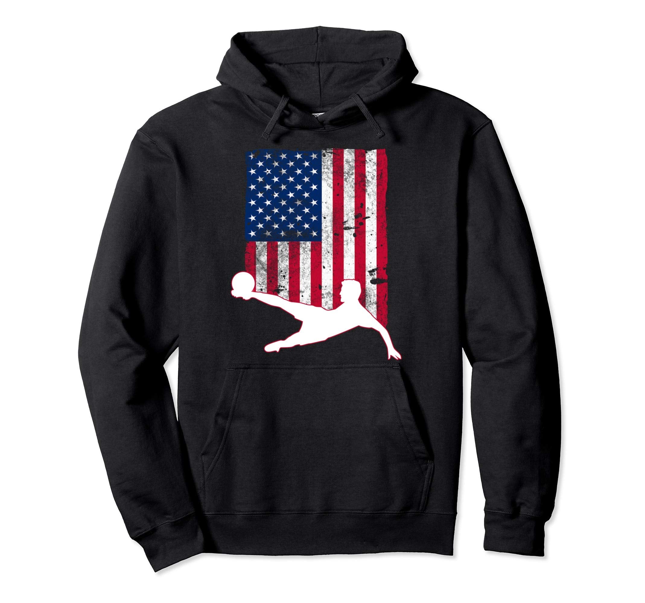 Soccer And U S American Flag Soccer Hoodie - Streetwear Style Men Women