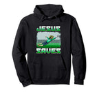 Funny Christian Soccer Jesus Saves Hoodie - Trendy Graphic for Adults