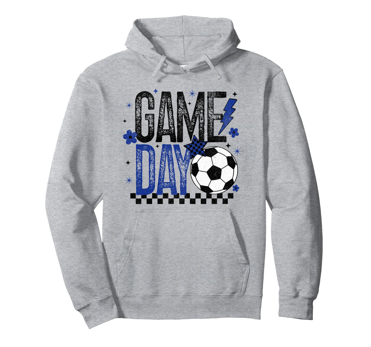 Game Day Soccer Season Checkered Hoodie - Fun Novelty Design Men Women