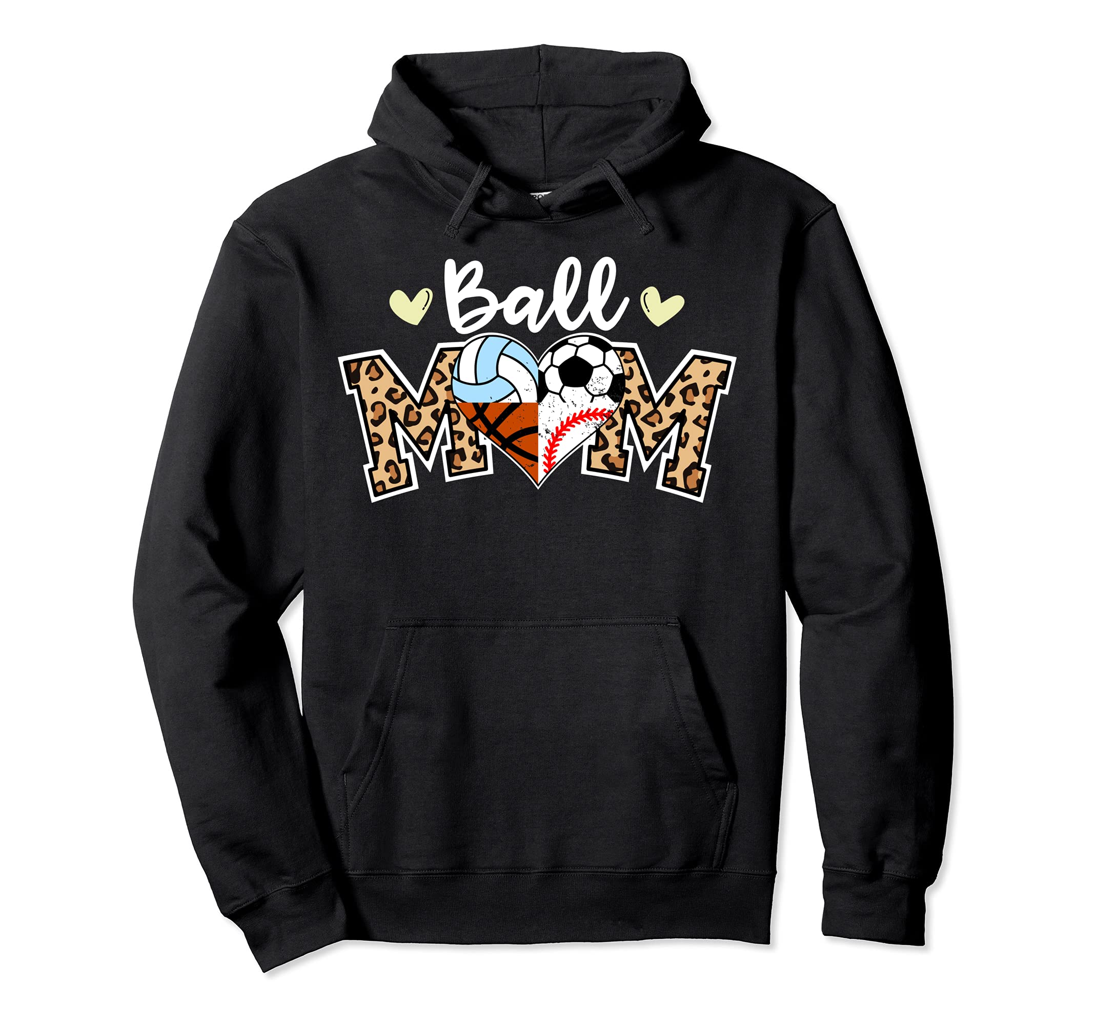 Ball Mom Leopard Soccer Baseball Hoodie - Fun Novelty Design for Adults