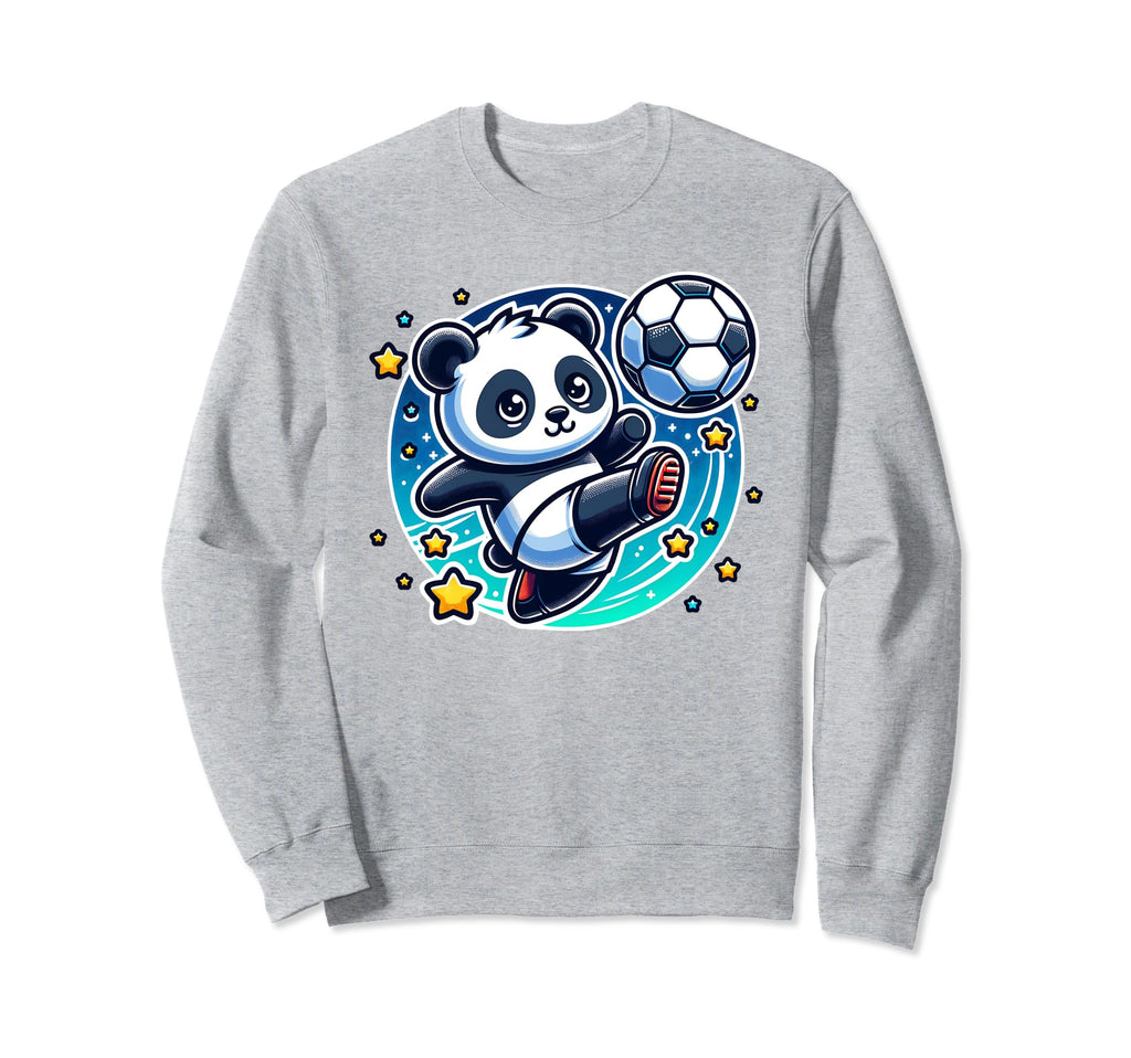Soccer Player Panda Kicking Soccer Sweatshirt - Trendy Graphic for Adults