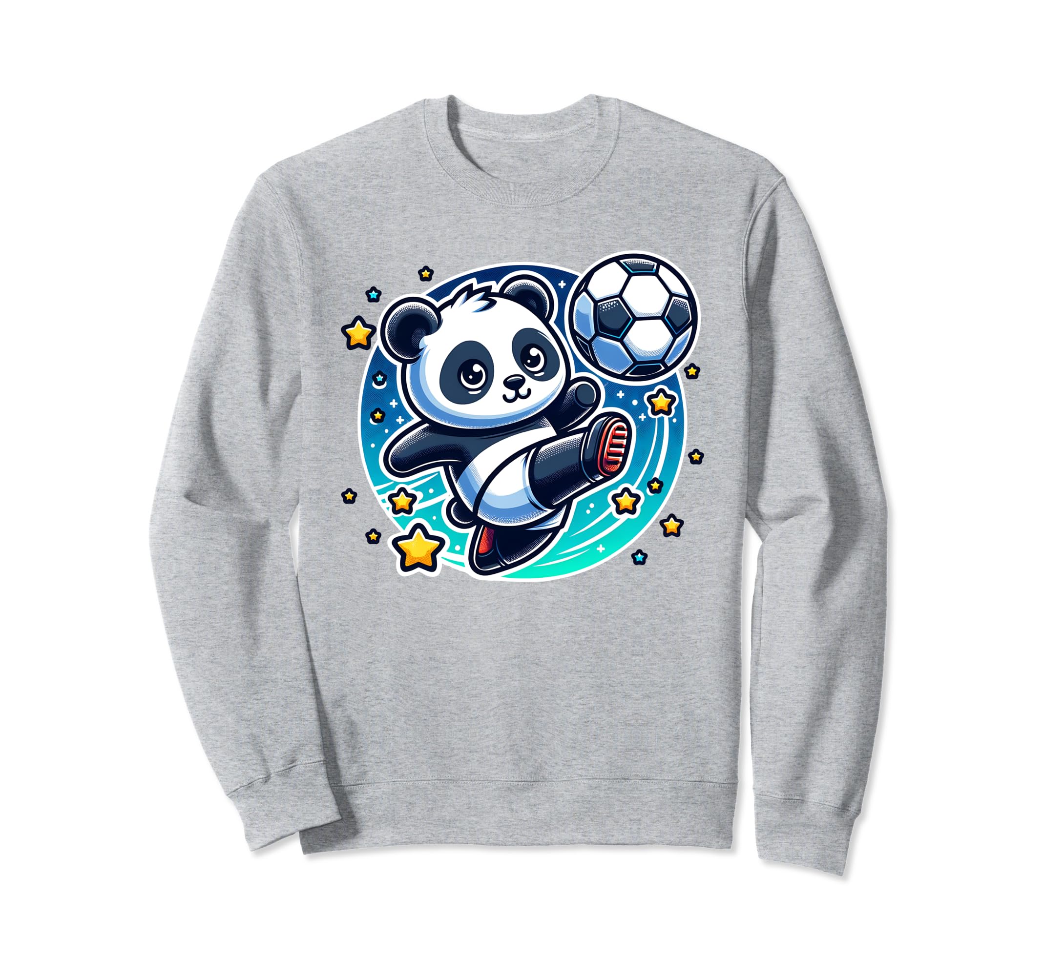 Soccer Player Panda Kicking Soccer Sweatshirt - Trendy Graphic for Adults