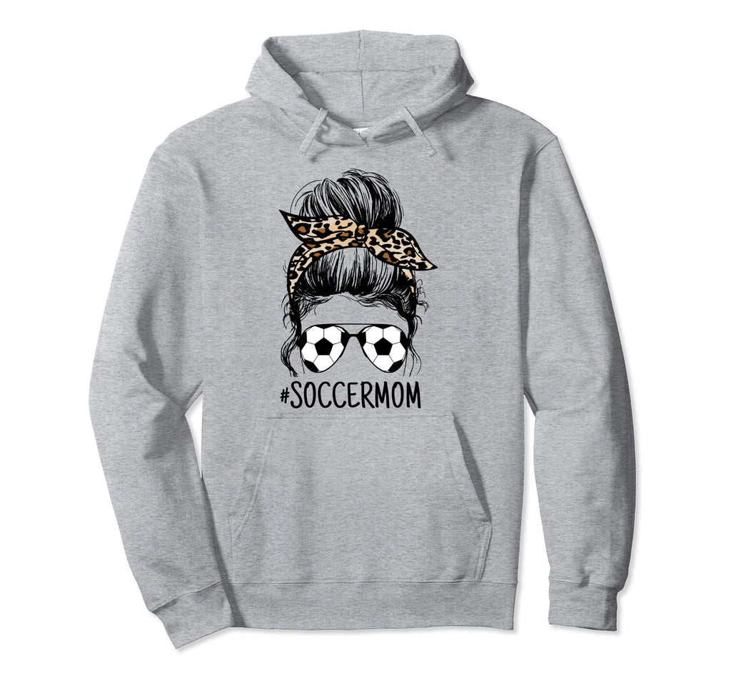 Womens Soccer Soccer Mom Messy Bun Hoodie - Minimalist Print for Adults