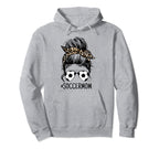 Womens Soccer Soccer Mom Messy Bun Hoodie - Minimalist Print for Adults