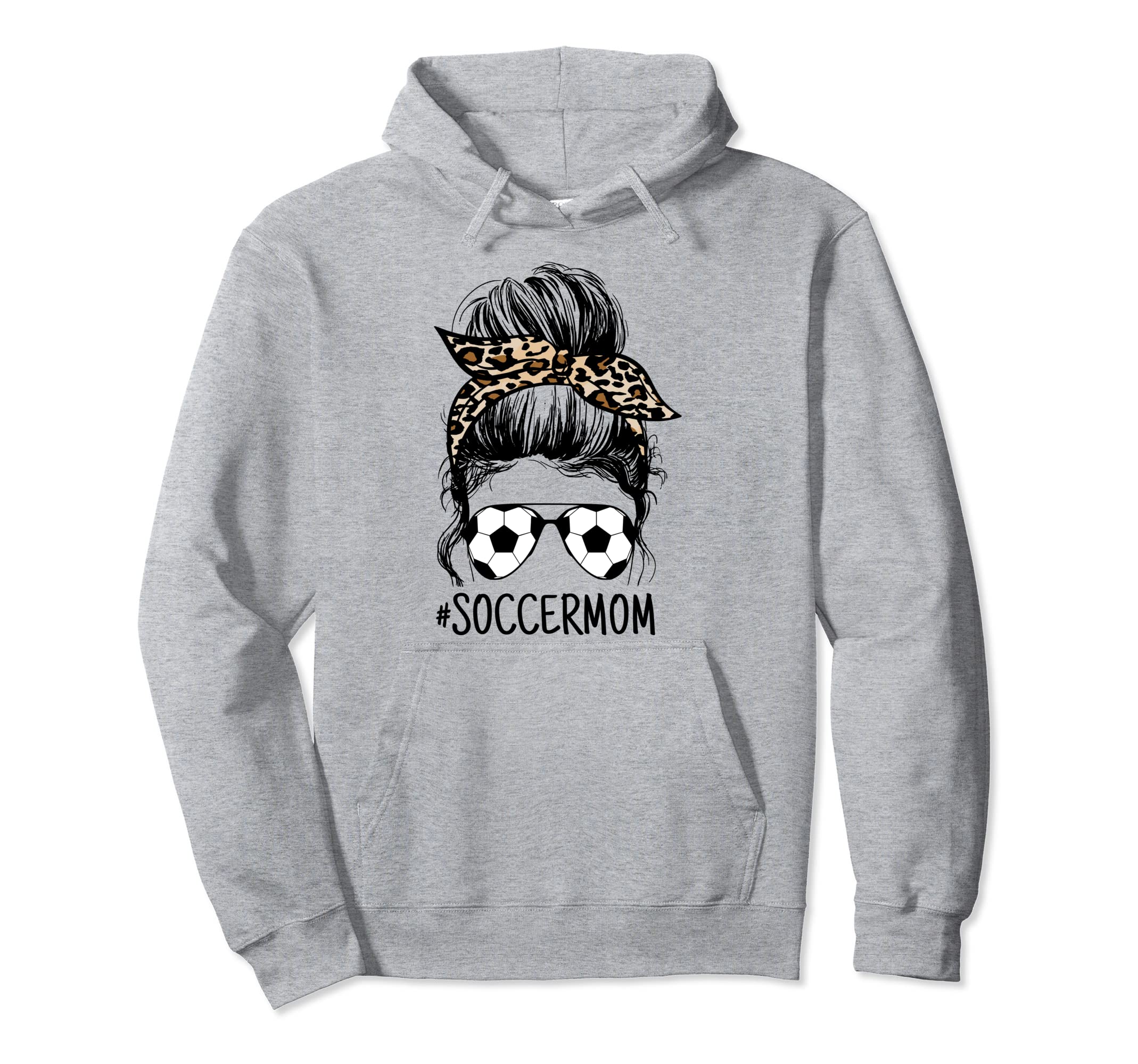 Womens Soccer Soccer Mom Messy Bun Hoodie - Minimalist Print for Adults