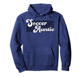 Soccer Auntie Soccer Aunt Checkered Hoodie - Graphic Print Unisex