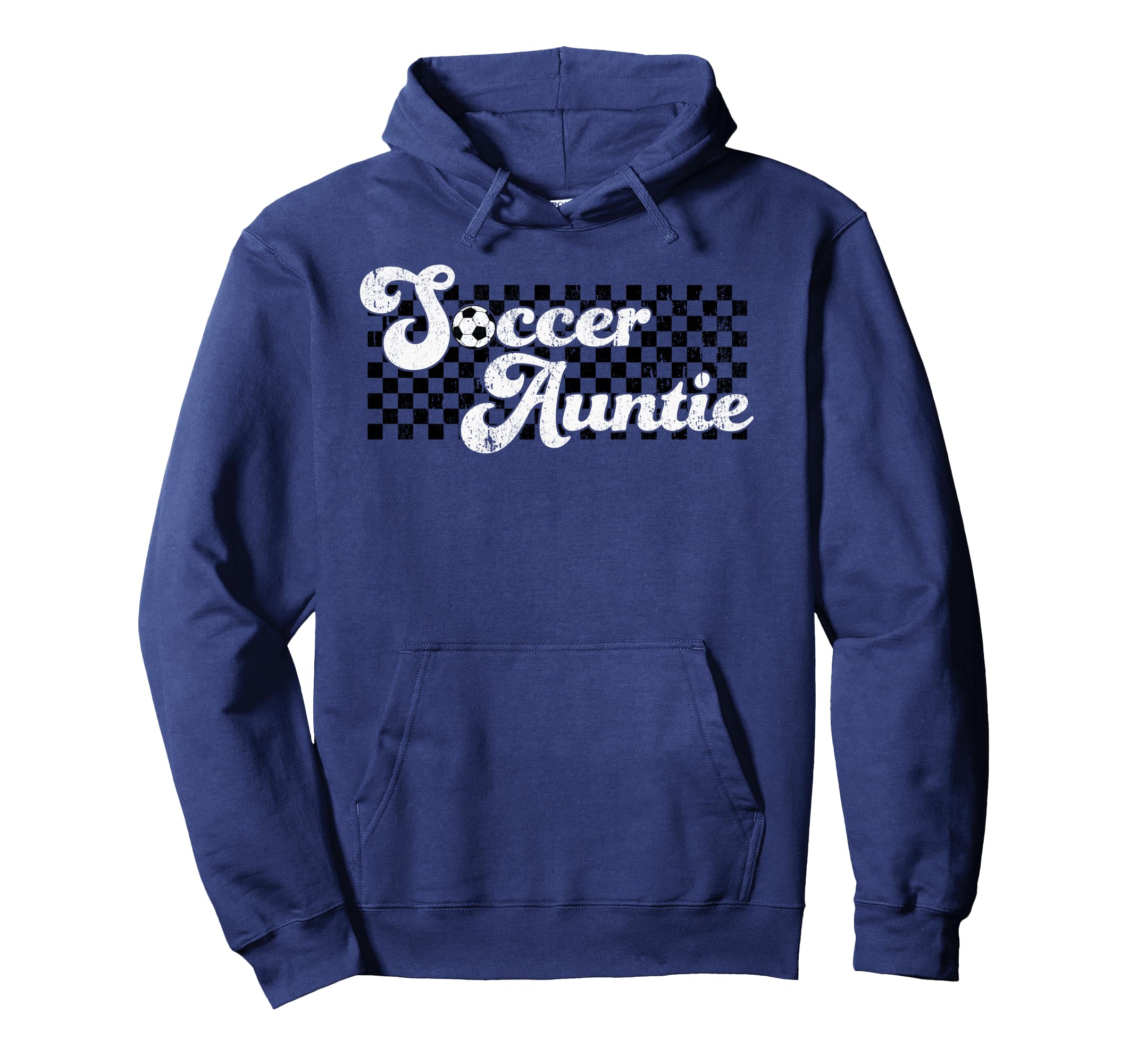 Soccer Auntie Soccer Aunt Checkered Hoodie - Graphic Print Unisex