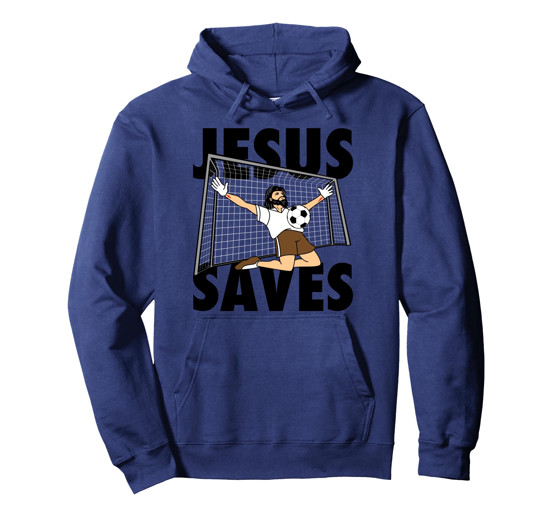 Funny Soccer Art Jesus Goalkeeper Hoodie - Trendy Graphic for Adults