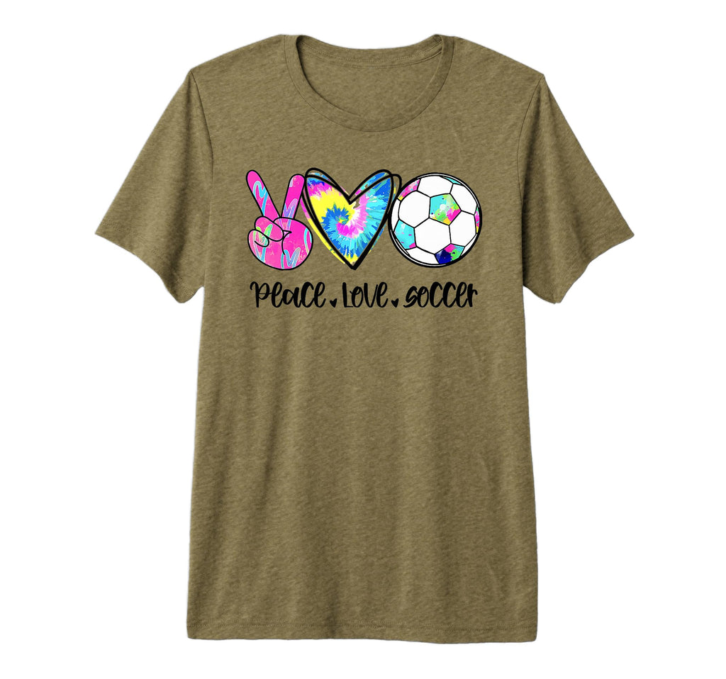 Peace Love Soccer Tie Dye Soccer T-Shirt - Casual Everyday Wear Men Women