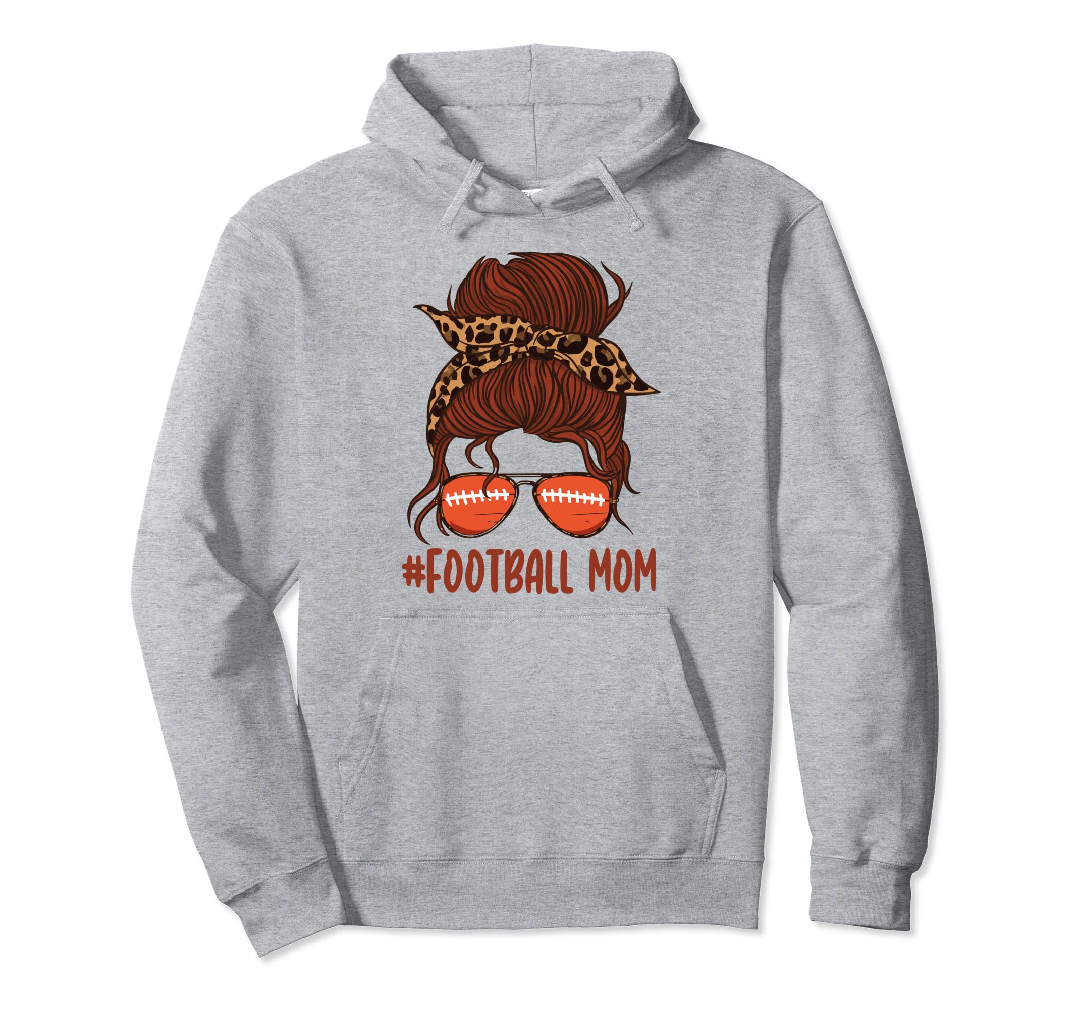 Messy Bun Football Mom Life Leopard Hoodie - Fun Novelty Design Unisex