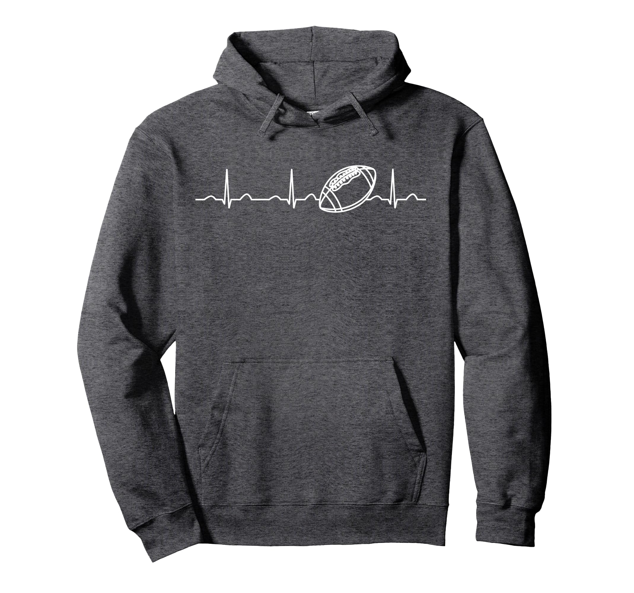 Funny Football Ball Heartbeat Fan Hoodie - Graphic Print Unisex