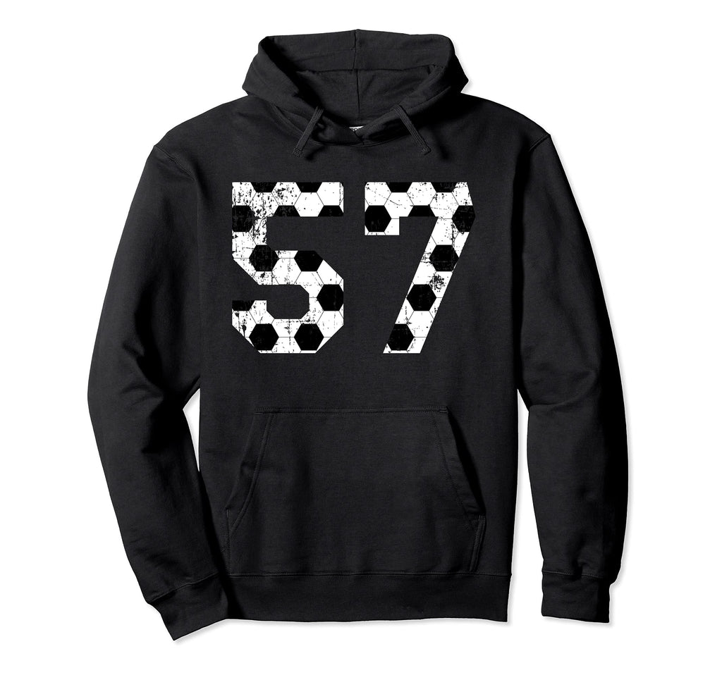Soccer 57 Jersey Number Hoodie - Trendy Graphic for Adults