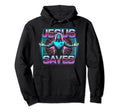 80S Vaporwave Jesus Saves Soccer Goalie Hoodie - Novelty Apparel Unisex