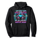 80S Vaporwave Jesus Saves Soccer Goalie Hoodie - Novelty Apparel Unisex