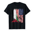 Palestine Usa Flag Distressed Half T-Shirt - Trendy Graphic Men Women