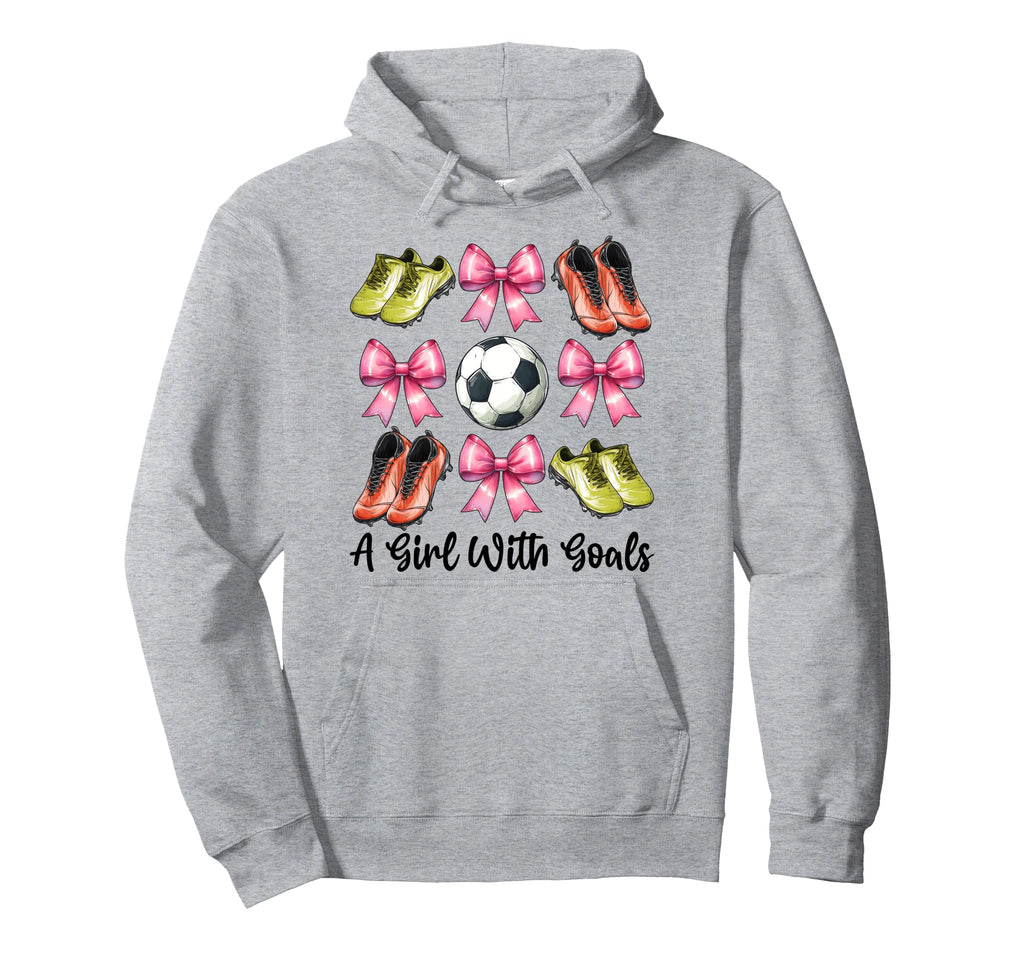 Goals Soccer Coquette Bow Hoodie - Minimalist Print for Adults