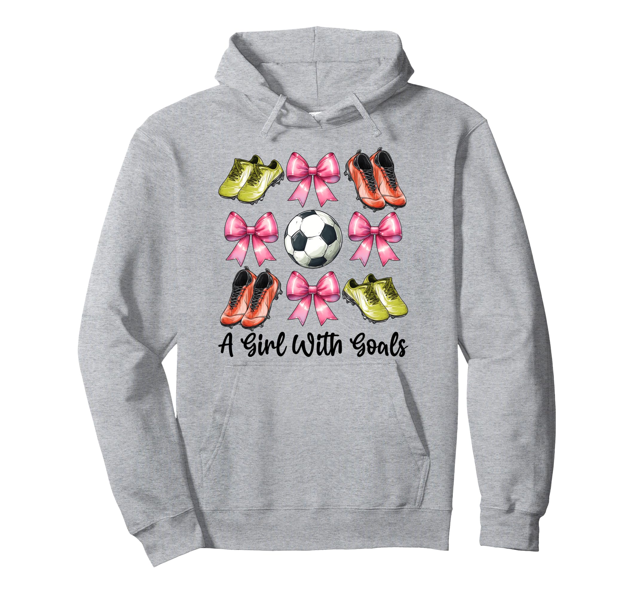 Goals Soccer Coquette Bow Hoodie - Minimalist Print for Adults