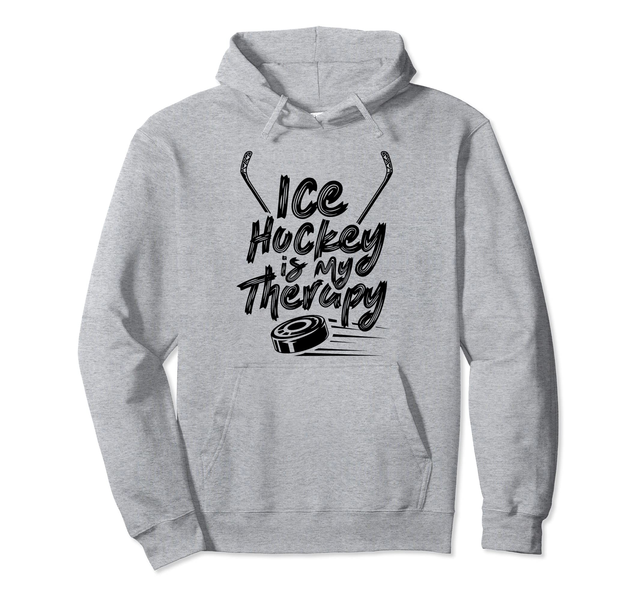 Ice Hockey Is My Therapy Coach Team Hoodie - Casual Everyday Wear Unisex