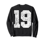 Distressed White Number 19 Jersey Sweatshirt - Streetwear Style Unisex