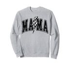 Mama Lightning Bolt Checkered Sweatshirt - Aesthetic Graphic Unisex