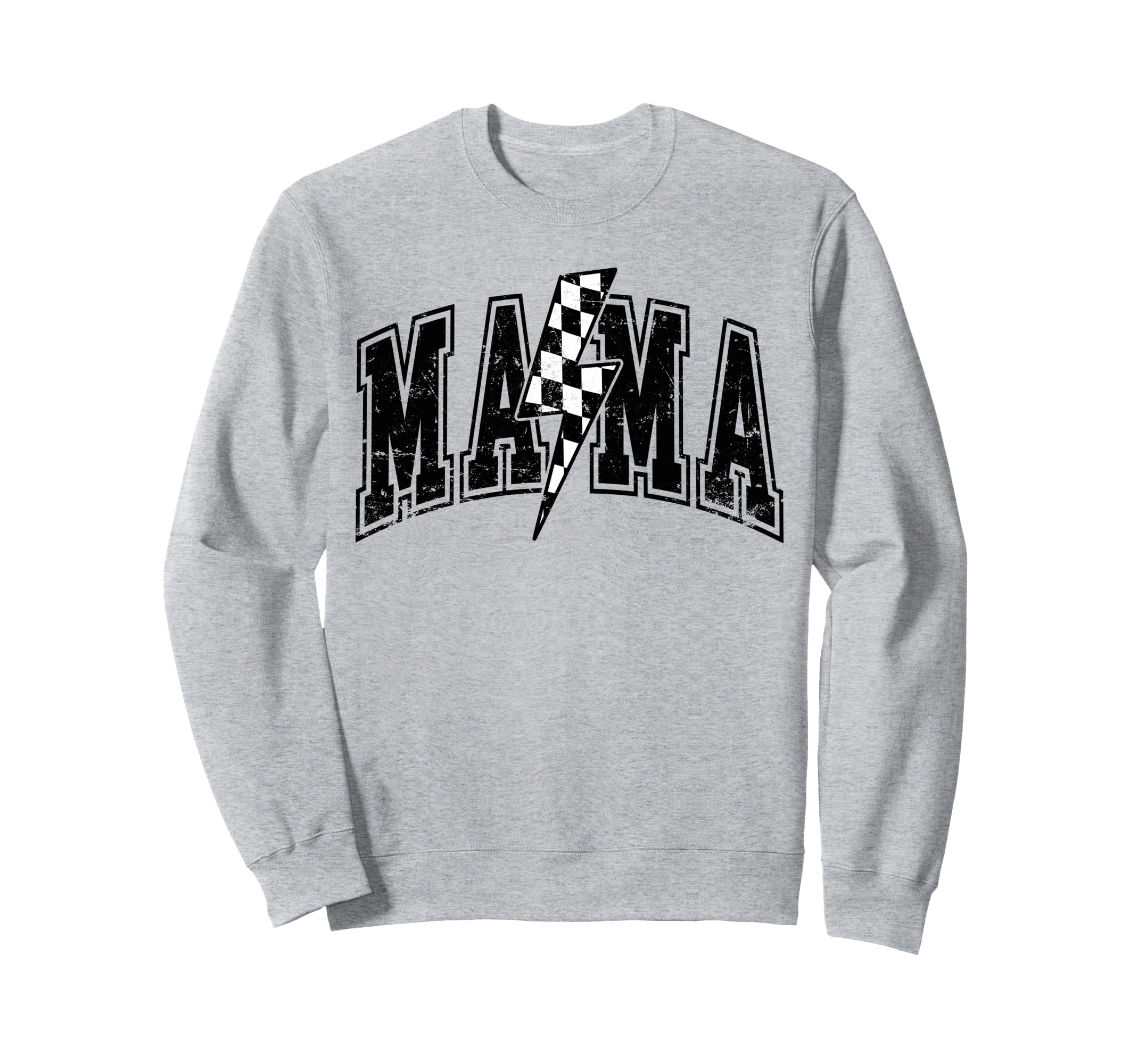 Mama Lightning Bolt Checkered Sweatshirt - Aesthetic Graphic Unisex